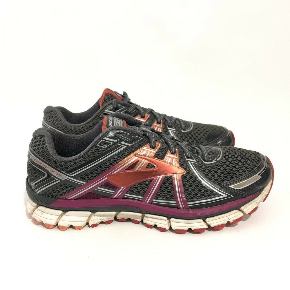 Brooks Adrenaline GTS 17 Womens Grey Red Running Shoes Ladies Size 8.5
